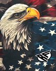 Close-up of RF-Wear Swim Trunks Patriotic Eagle with RF logo