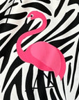 Close-up of RF-Wear Swim Trunks - Split Flamingo in Pink/Black