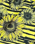Close-up of RF-Wear Swim Trunks - Split Sunflower in Black/Yellow