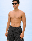 Man wearing RF-Wear Swim Trunks - Topograpy (Lined) in Black
