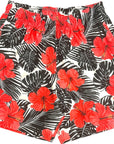 RF Wear Swim Trunks Tropical Flower - Coral on Black/White