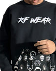 RF Wear Pocket Crewneck - Reflective Horror Faces Black