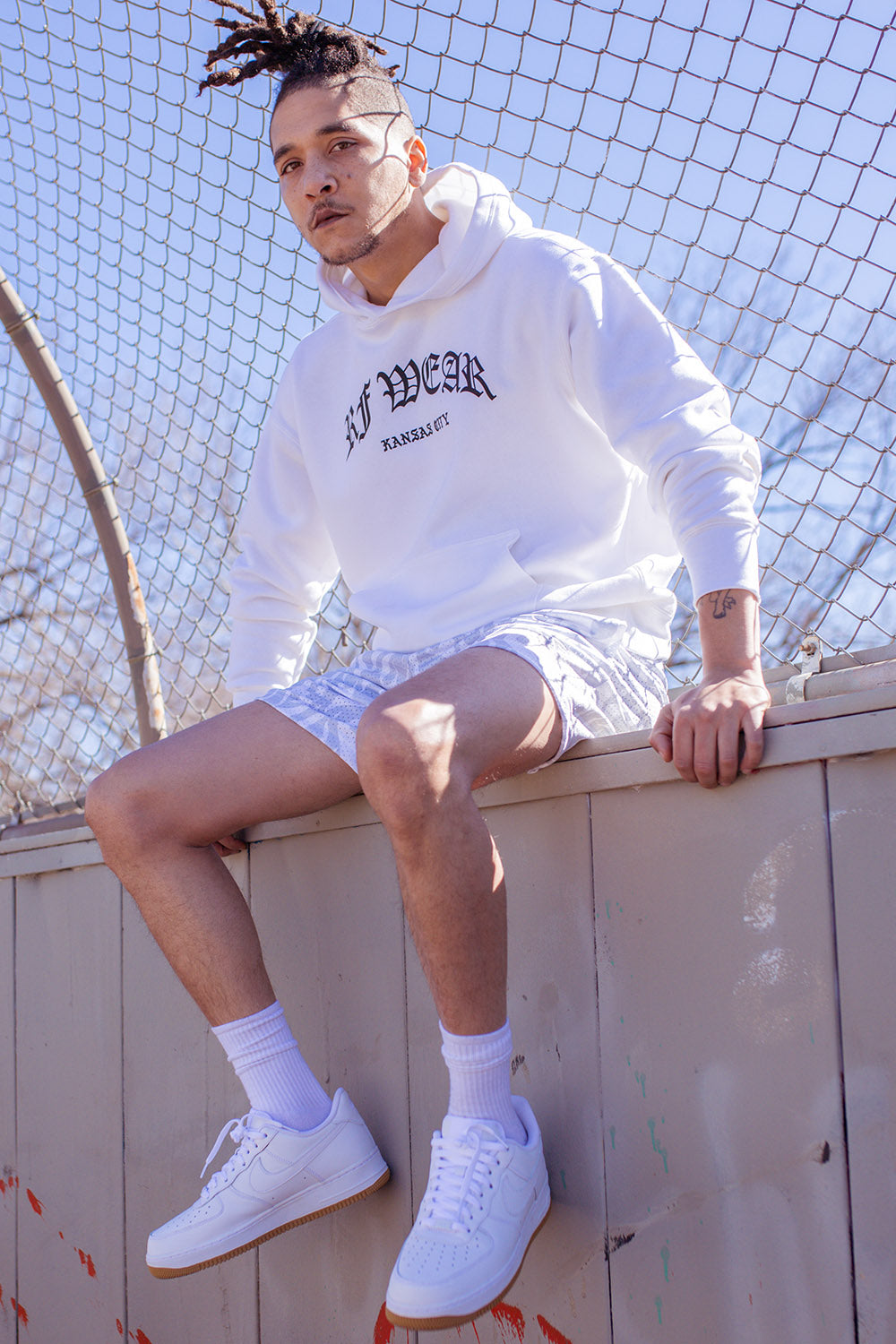 Unisex RF Wear Cross Hoodie - White