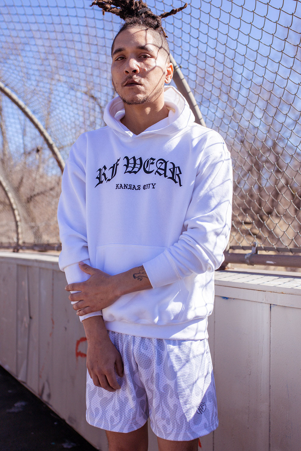 Unisex RF Wear Cross Hoodie - White