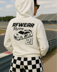 Unisex RF Wear Racing Hoodie - White - Female Model Back View