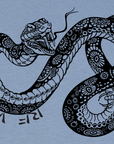 Unisex RF Wear Snake T-Shirt - Washed Denim - Graphic Close Up