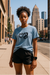 Unisex RF Wear Snake T-Shirt - Washed Denim - Model Front View