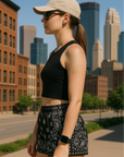 RF Wear Women's Bandana Shorts - Black/White - Model Side View