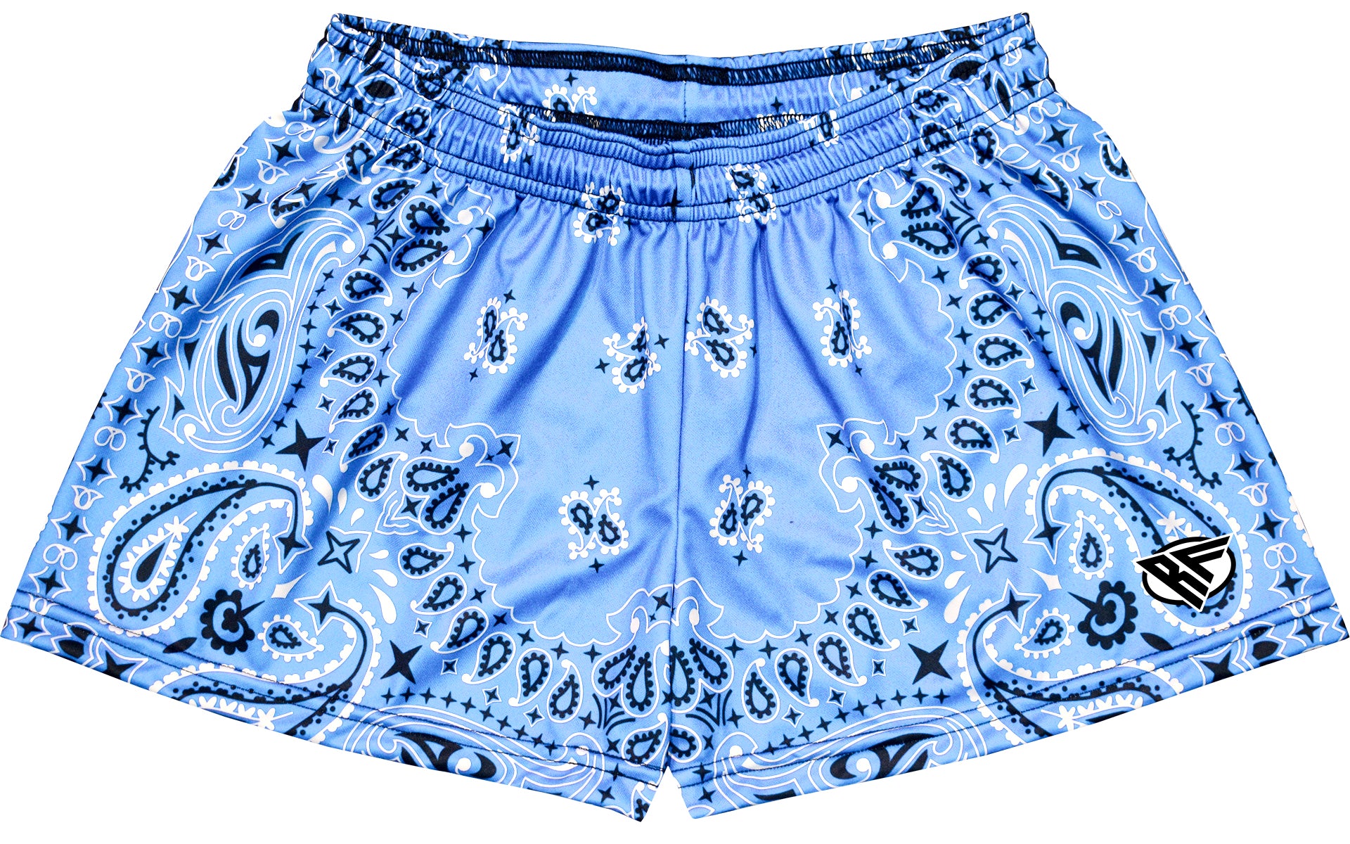 RF Wear Women's Bandana Shorts - Sky-Blue/White/Black
