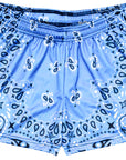 RF Wear Women's Bandana Shorts - Sky-Blue/White/Black