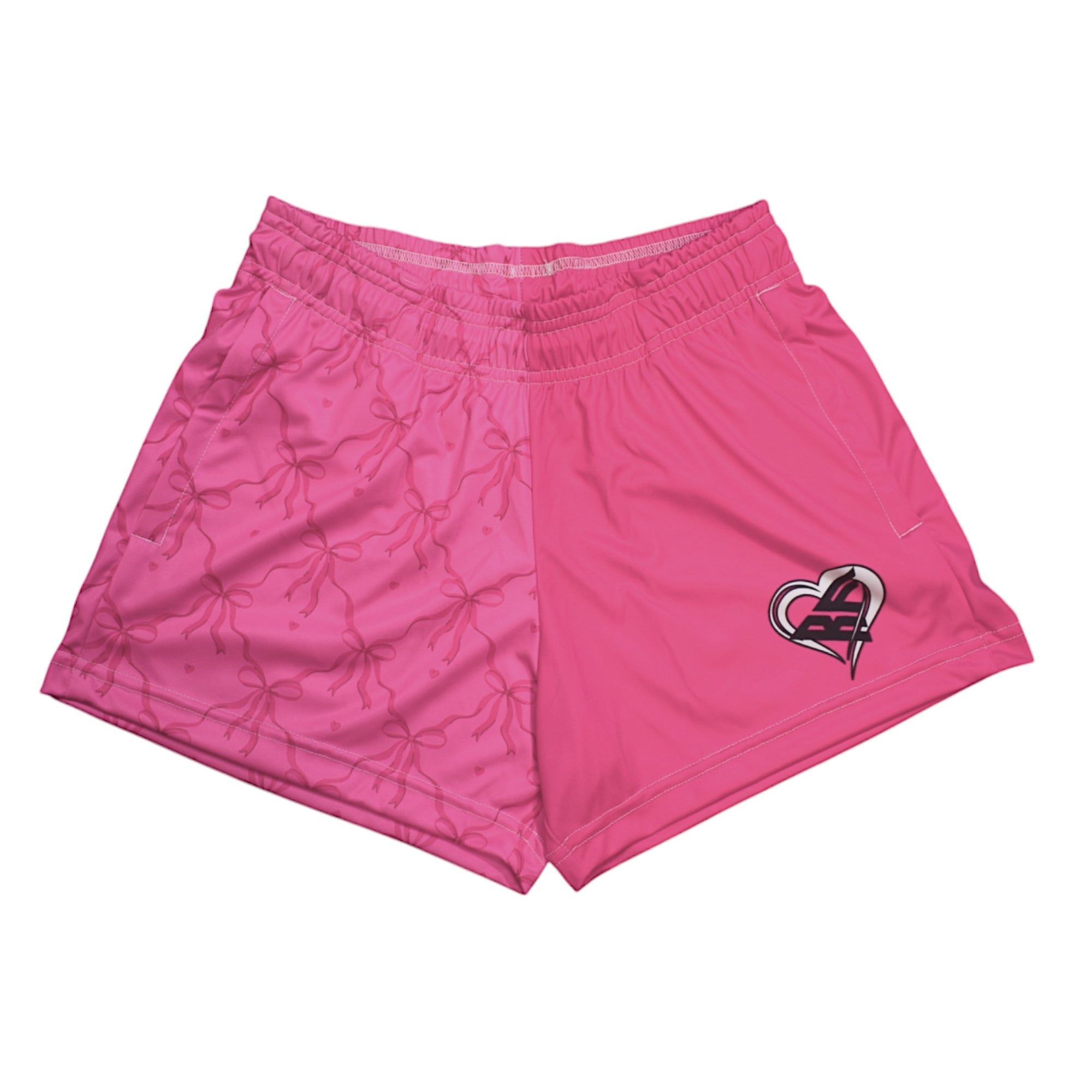 RF Wear Women's Split Pocket Shorts -  Pink-Bows/Pink