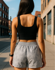 RF Wear Women's Butterfly Shorts - Grey - Model Back View