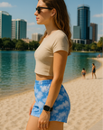 RF Wear Women's Cloud Shorts - Blue - Model Side View