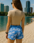 RF Wear Women's Cloud Shorts - Blue - Model Back View