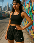 RF Wear Women's Cross 2.0 Shorts - Black/Charcoal - Model Front View