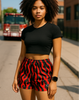 RF Wear Women's Flame Shorts - Black/Red - Model Front View