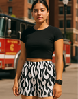 RF Wear Women's Flame Shorts - Black/White - Model Front View
