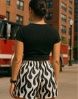 RF Wear Women's Flame Shorts - Black/White - Model Back View