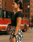 RF Wear Women's Flame Shorts - Black/White - Model Side View