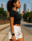 RF Wear Women's Flame Shorts - White/Grey - Model Side View
