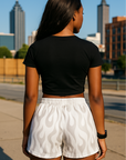 RF Wear Women's Flame Shorts - White/Grey - Model Back View