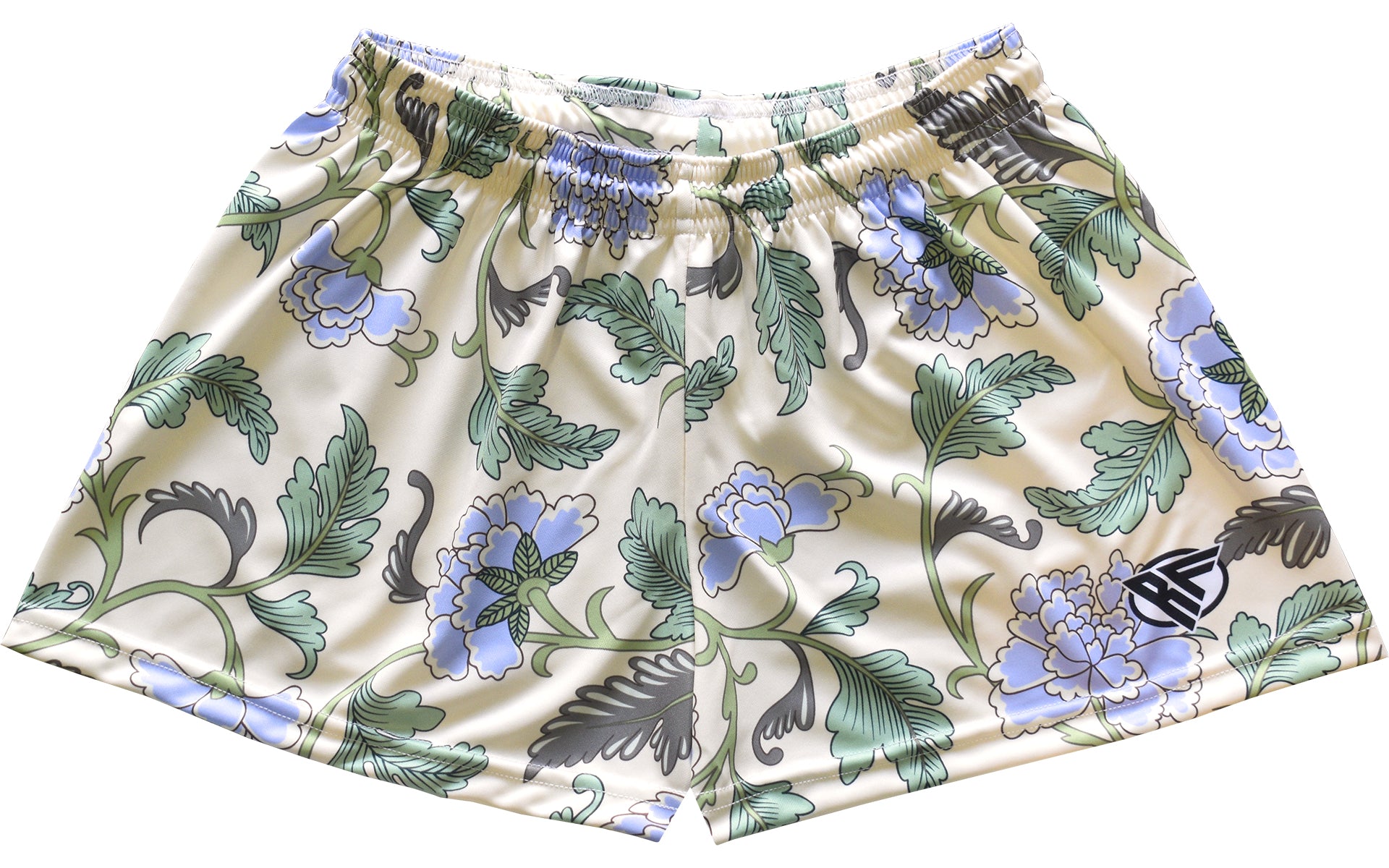RF Wear Women's Floral Carnation Shorts - Cream/Blue Front