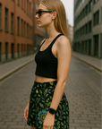 RF Wear Women's Floral 2.0 Shorts - Black/Blue/Yellow - Model Side View