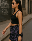 RF Wear Women's Floral Shorts - Black/Lavender - Model Side View
