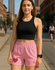 RF Wear Women's Heart Shorts - Pink/Red - Model Front View