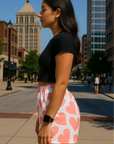 RF Wear Women's Heart Shorts - White/Pink - Model Side View
