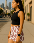 RF Wear Women's Heart Shorts - White/Purple - Model Side View