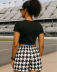RF Wear Womrn's Houndstooth Pocket Shorts - Black/White - Model Back view