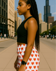 RF Wear Women's Mini Heart Shorts - White/Red - Model Side View