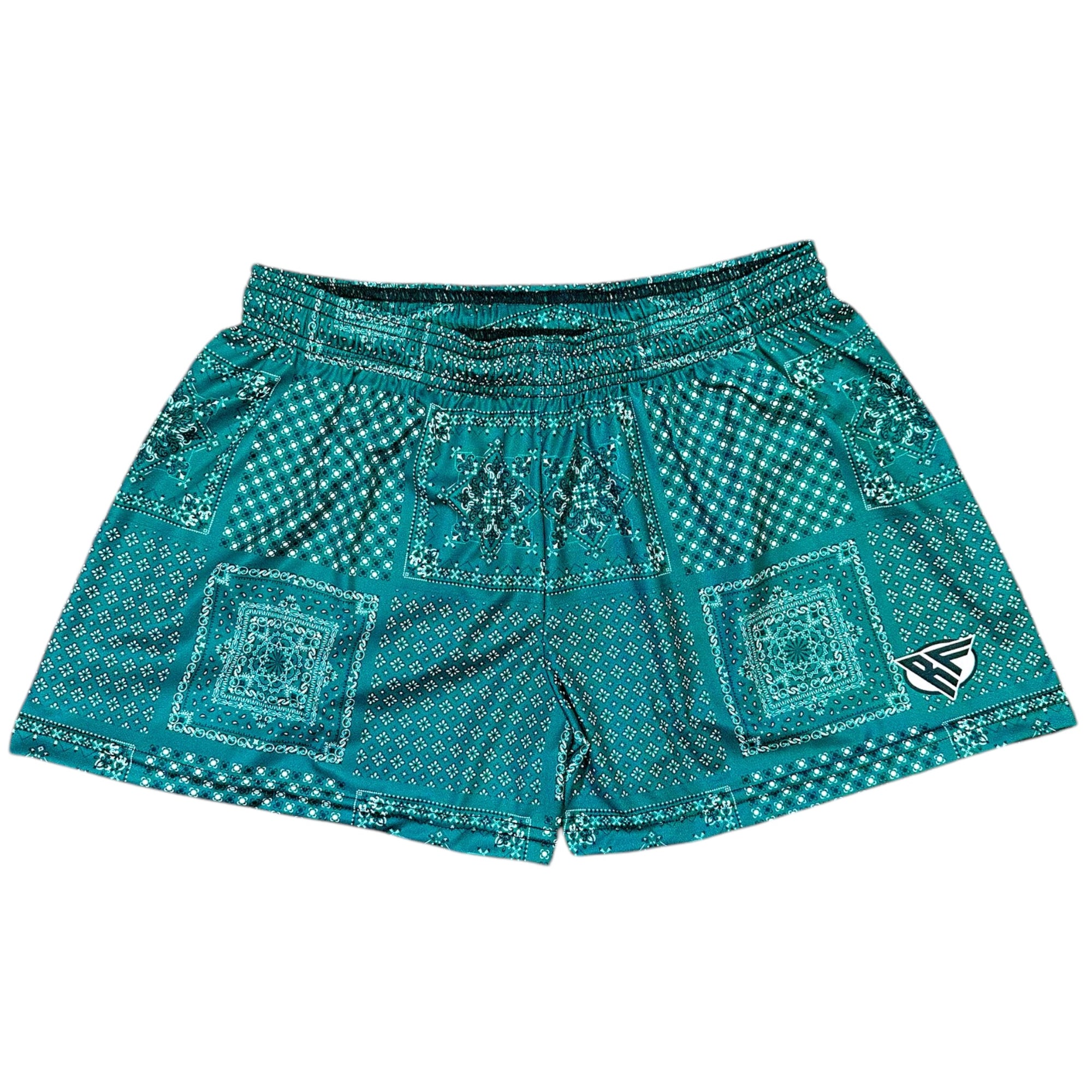 RF Wear Womens Patchwork Bandana Shorts Green/Black/White
