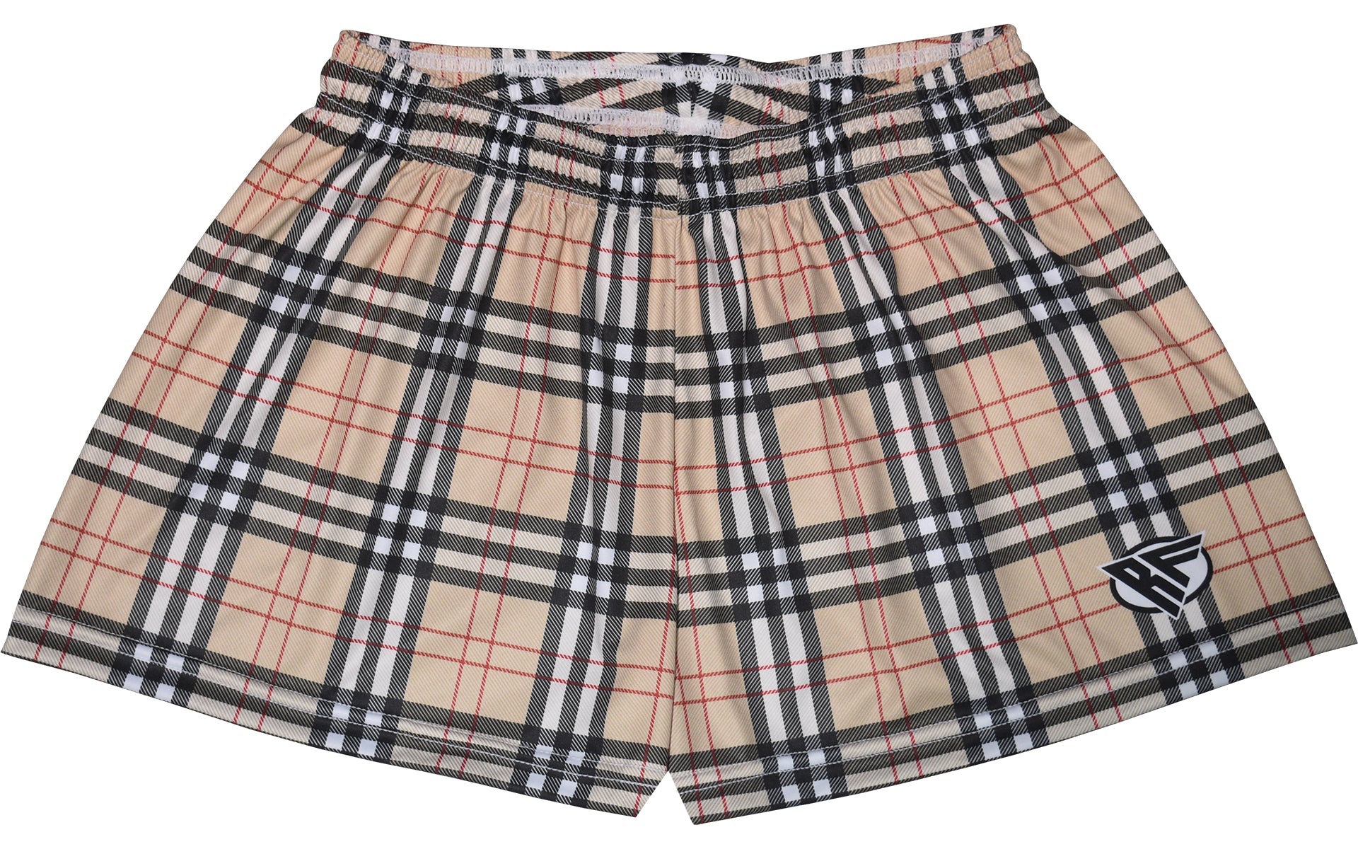 RF Wear Women's Tartan Plaid Shorts - Tan/Black