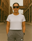 RF Wear Women's Solid Color Pocket Shorts - Grey - Model Front View