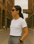 RF Wear Women's Solid Color Pocket Shorts - Grey - Model Side View