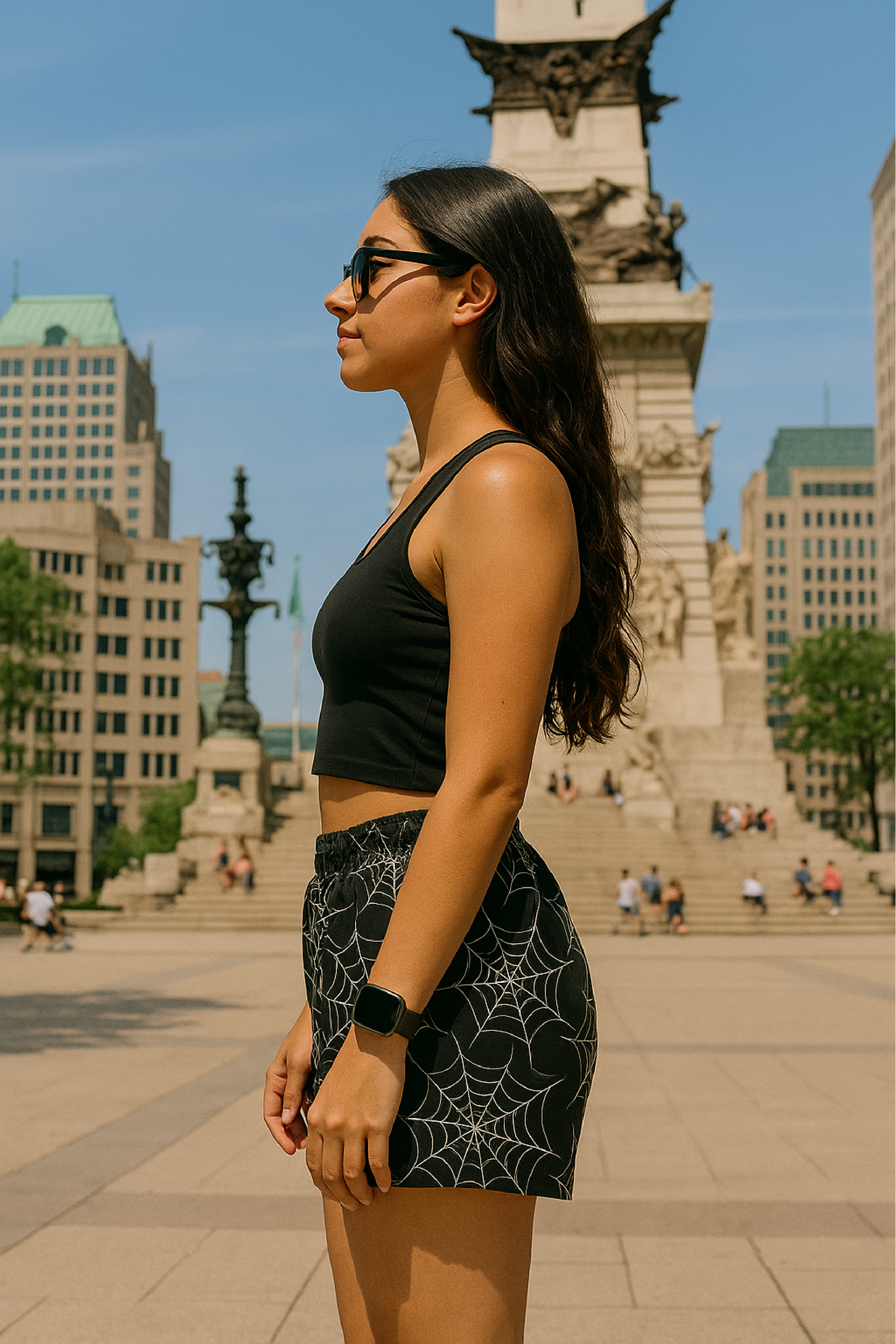 RF Wear Women's Spider Shorts - Black/White - Model Side View