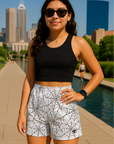 RF Wear Women's Spider Shorts - White/Black - Model Front View