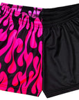 RF Wear Women's Split Flame Shorts - Black/Hot Pink