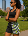 RF Wear Women's Split Shamrock Shorts - Black/Green - Model Side View