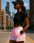 RF Wear Women's Tie Dye Shorts - Model Side View