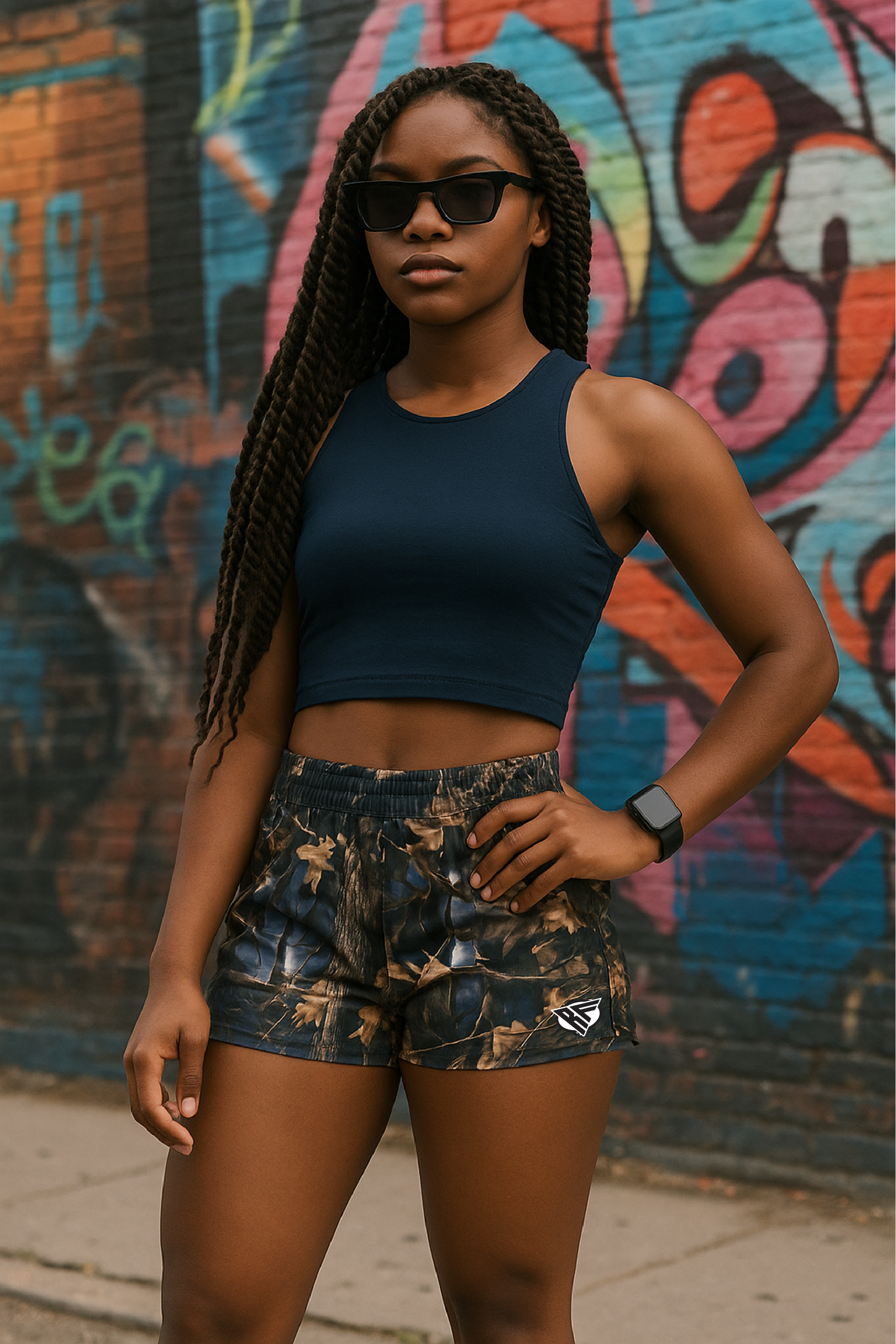 RF Women's Tree Camo Shorts - Storm - Front