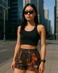 RF Women's Tree Camo Shorts - Sunset - Front