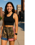 RF Wear Women's Tree Camo Shorts - USA - Model Front View