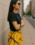 RF Wear Women's Tree Camo Shorts - Yellow - Side