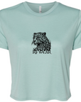 RF Wear Women's Cropped Flowy Leopard T-Shirt Mint Made in USA