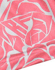 Close-up of RF-Wear Women's Rose Shorts in Pink/White with RF logo