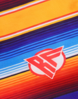 Close-up of RF-Wear Women's Baja Shorts in Multicolors with RF logo