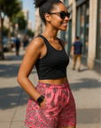 RF Wear Women's Bandana Pocket Shorts - Pink - Model Side View